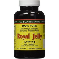 직구 콜라겐 100% 순수 동결 건조 신선한 로얄젤리 - 2000 mg YS 에코비 팜 75 캡, 1set, 상세참조