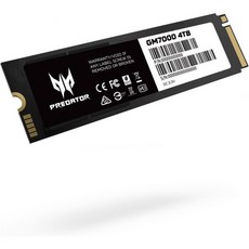 acer 프레데터 GM7000 2TB NVMe Gen4 게이밍 SSD M.2280 PS5와 호환 PCIe 4.0 내장 PC 솔리드 스테이트 하드 드라이브 최대 7400MBs B, 4TB