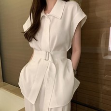여성 세련 패션룩 민소매 긴바지 상하의 세트 투피스