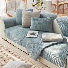따뜻한 닦았 커버 Slipcovers 소파 타월 유니버설 미끄럼 방지 소파 커버 거실 장식 카파 드 소파, [02] W70 x L150cm 1pcs, 파란색, 1개