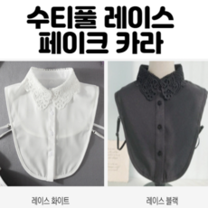 수티풀 레이스 페이크 카라 넥 케이프