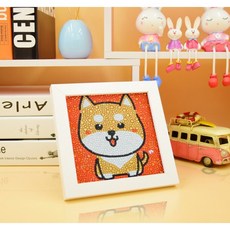홈데코 (2+1)액자포함 아동 보석십자수 캐릭터 38종 (택1), 15.시바견, 1개