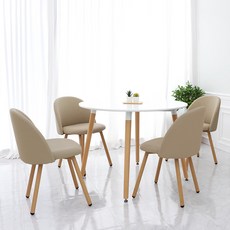 지엠퍼니처 식탁세트 컬렉션 + 2인용 4인용 화이트 원목 테이블 (식탁의자 선택), 06. 식탁 + 에그의자 2개, G. 비앙코 1000 (WH 원형 화이트)