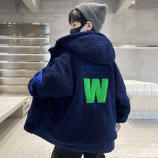 AA0801 남아 아동 키즈 주니어 겨울 미디 모직 뽀글이 후드 후리스 미디 털 융 기모 점퍼 자켓 코트 아우터 아동복