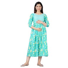 MAGHMAWomen's Maternity Dress Kurti for Pregnancy Women with Breastfeeding Dress with Floral Maxi Ma