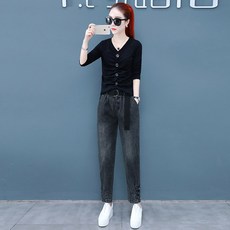 마햄 Golden Bug 코디세트 데님 여성의류 초여름 룩 작은 키 코디 키커 보이는 커버 직업 유행 캐쥬얼