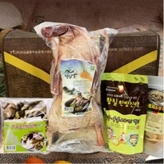 덕담골 토종청둥 유황오리 황제백숙세트1.4kg 1마리(약재60g 포함) 황칠액기스 600ml 누룽지250g 황제해신탕으로 만들어보세요, 1개, 1.5kg