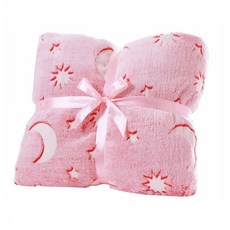문&스타 소파 침대 사무실 극세사 야광 이불 무릎 담요 핑크 127X152cm Glow in The Dark Throw Blanket
