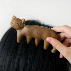 두피괄사 고양이 모양 마사지 머리 빗 안마 림프 지압 동물 페이스 바디 백단향