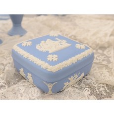 웨지우드재스퍼 보석함 웨지우드제스퍼 제스퍼웨어 블루 트링켓박스 영국 앤틱 빈티지, 1.사각보석함