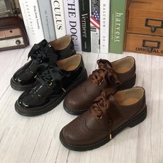 럭키도라 가방우편원단일학부 잉글리쉬 학생화 브록스 끈 옥스퍼드화 여자단화