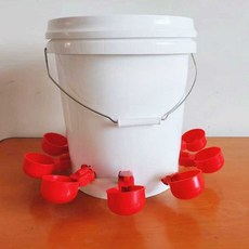 닭 물통 급수기 사료통 자동 급수 양계장 모이통, 1개, 자동 급수기 7개+10L 물통