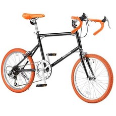 graphis 그래픽스 성인 자전거 미니 벨로 20 인치 SHIMANO 외장 7 단 변속, 블랙오렌지