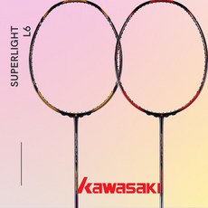 가와사키 배드민턴라켓 SUPERLIGHT L6 초경량 상급자용 공격형, 스트링2 - BT7000(화이트), 1개, 골드
