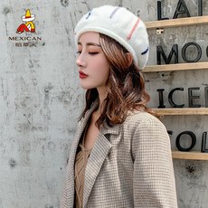 헤브아이유 팔각모자 볏짚 인 모자 여성 팔각 무지개 색상 베레모 어텀 클래식 트렌드 INS 무드 화가