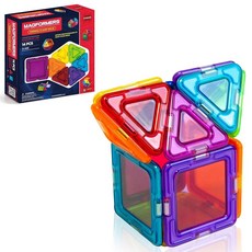 Magformers 레인보우 클리어 솔리드 세트 14조각기초 자석 구조 블록 교육용 타일 키트 구조물 STEM