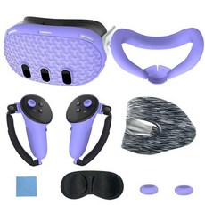 소프트 쉘 스킨 낙하 방지 VR 보호 커버 헤드셋 컨트롤러 그립 메타 퀘스트 3 용 세트 7 개, 01 Purple, 1개