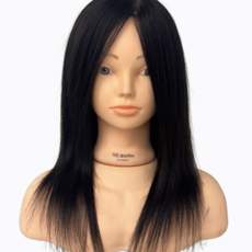 네추럴메이크업 100%인모 연습용가발 16인치 탈색 염색 드라이 파마 가능위그, 1개, 100프로인모
