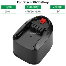 18V 4/5/6Ah 이온 Bosch PSR 18 LI-2 PSB 18 LI-2 2607335040 2607336039 (유형 C) AL1830CV AL1880CV