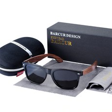 BARCUR 남녀공용 블랙 월넛 선글라스 UV400