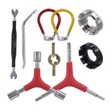 소년 9 pcs 스포크 도구 키트 8 컷 오픈 스포크 렌치 자전거 스포크 렌치 타이어 레버 밸브 코어 y 형 육각 소켓 렌치 14-15g 렌치, 노란색