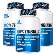 100% 트리블러스 에볼루션 뉴트리션 EVL 650mg 베지캡슐, 60정, 3개