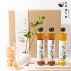 농부플러스 국산 냉압착 생들기름 저온압착 들기름 참기름 200ml 3병선물세트