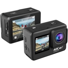 방수카메라디지탈 방수카메라 아웃도어 아워라이프 액션 카메라 4K 60FPS 스포츠 30MP 170 광각 렌즈 와이파이 방수 수중 128GB 리모컨 2개 배터리 2.0 LCD 울, 1개