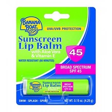 바나나 보트 썬 스크린 알로에 베라 비타민 E 브로드 스펙트럼 썬 케어 선 스크린 립밤 -SPF 45 0.15 온스