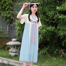 코코아울렛송도 체형커버하는 여름 소녀 리폼 와이드 루즈핏 스윗 학원 무드 차이나 신선 고대복장 중국한복 무릎넘어
