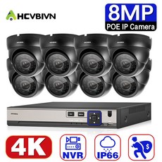영어 매뉴얼 H.265 8CH 4K POE NVR CCTV 보안 카메라 시스템 초고화질 8MP POE IP 카메라 세트 25FPS 실외 방수 영상 모니터링 키트, 없다, 유럽 연합 플러그, 8CH NVR 8pcs 카메라, 1개