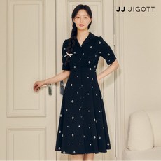 JJ지고트 자수 오픈 칼라 플레어 원피스 GP5P0OP521