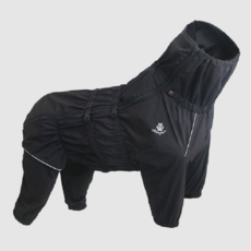 우디펫 강아지 액티비티 올인원 2가지 색상 방수 방풍 방한 폭설 우비 레인코트 바람막이 윈드브레이커, 검정(Black)