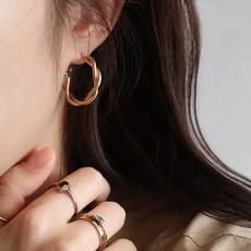 제인트 엔틱 빈티지 볼드 꼬임 골드 링 귀걸이