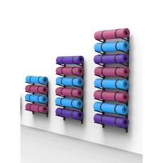 요가 매트 정리대 벽걸이 헬스 필라테스 벽부형 선반 패드 폼롤러 거치대 보관함, 9단 블랙(1쌍)