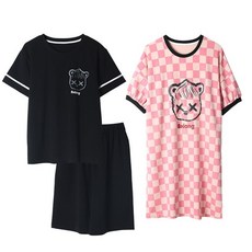 새로운 커플 매칭 잠옷 세트 남성과 여성 달콤한 Homewear 레저 면화 잠옷 Cocodrilo 인쇄 세련된 커플 잠옷