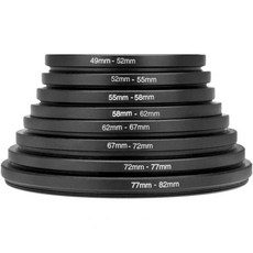 베위너 렌 어댑터 8 PCS 메탈 스텝 업 링 유니버설 렌즈 필터 세트 49-52-55-58-62-67-72-77-82mm 설치 및 제거가 간편하고 직접 장착 가능