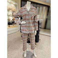 엘르이너웨어 어텀코지 체크 여성 면 잠옷세트 ECWPJ711 GY