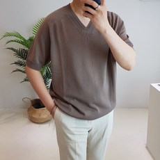 남자브이넥반팔니트