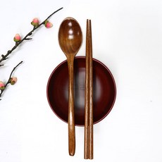 [딱다구리] 옻칠 수저세트 나무수저, 목련 옻칠수저 2인세트, 1개 목련 옻칠수저 2인세트, 1개