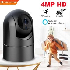 펫캠 5G WiFi IP 카메라 2K 4MP 아기 애완동물 모니터 1080P 보안 실내 블랙 미니 스마트 홈 비디오 모니터링 CCTV AI 추적 알렉사 구글 어시스턴트, 1개