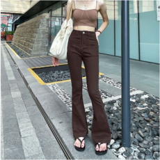 DarjinQD 얇은 슬리퍼 블루 하이웨스트 슬림핏 플레어 청바지입니다