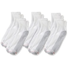 Hanes Full Cushion 6-Pack Ankle Socks with Grey Heel and Toe La 헤인즈 풀 쿠션 6팩 발목 양말 그레이 힐 및 토 라지-화이