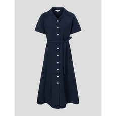 빈폴 BEANPOLE 리넨 혼방 오픈 칼라 돌만 소매 원피스 - 네이비 BF4471C01R 255897