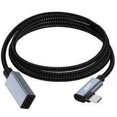 직각 USB C 연장 케이블 단락 USB 3.1 Type-C 연장 리드 480Mbps 20V/5A 100W 암수형 연장 코드, 100CM, 1개