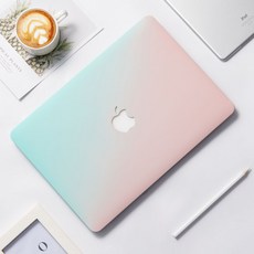 기타노트북액세서리 Mac사과 보호케이스 macbook13필기노트 보호필름 11.6인치 Pro15.4떨어트림방지 초슬림 전면덮개 투명한 부드러운 12케이스 Air13.3스티커 노트북, T10-점차변화 그린+투명한 키보드 커버