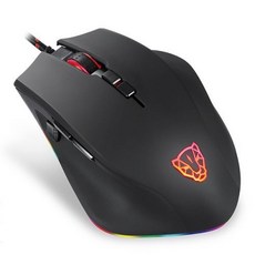 [해외] MOTOSPEED V80 50 인치 당 점 RGB 백라이트 PMW 3325 센서 전문 게임용 마우스 PUBG FPS 머 용 USB 유선 컴퓨터 광학 마우스, V80-Black