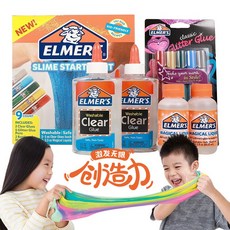 에 머 스 슬 라 임 소 머리 거품 풀 우주 진흙 마법 접착제 익 지 스트레스 해소 세트 (2 하 얀 젤 + 2 마 법 액 + 5 글 리터 본드), 상세페이지 참조, 상세페이지 참조