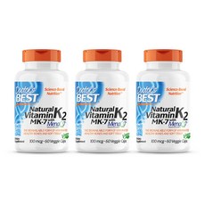 Doctor's Best MK 7 Natural Vitamin K2 60정, 60개입, 3개