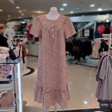 [강북점] 비비안 여름 들러붙지않는 면혼방 지지미 잔체크 원피스 잠옷 실내복 GW8780B